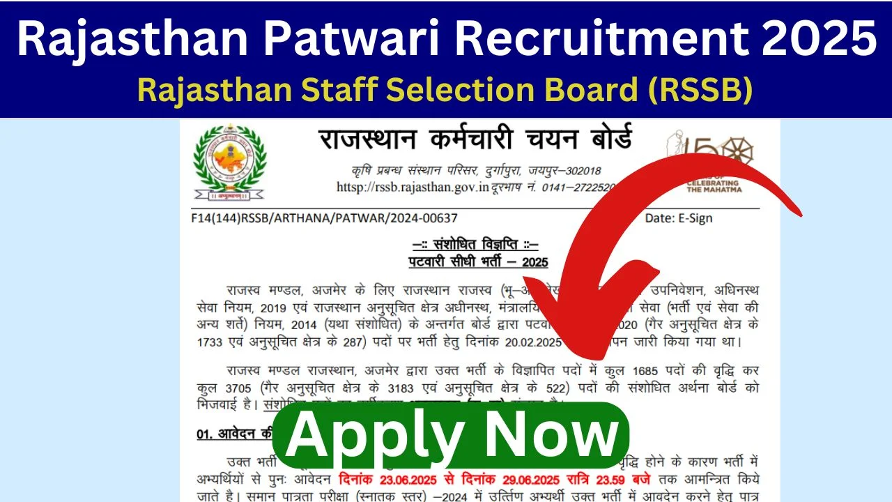Rajasthan RSMSSB Patwari Recruitment 2025
