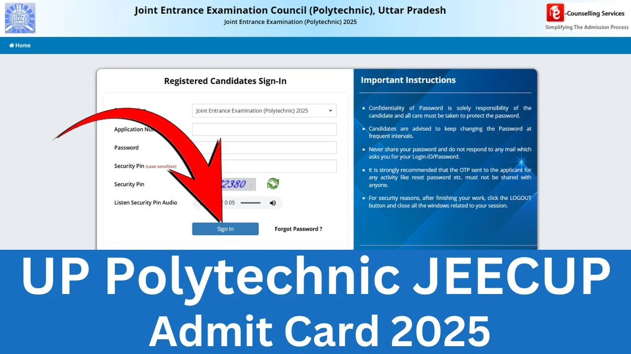 UP Polytechnic JEECUP Admit Card 2025