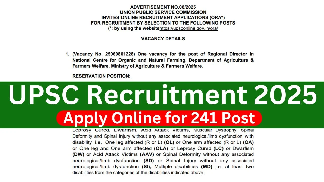 UPSC Recruitment Scientific Officer & Other Posts Apply