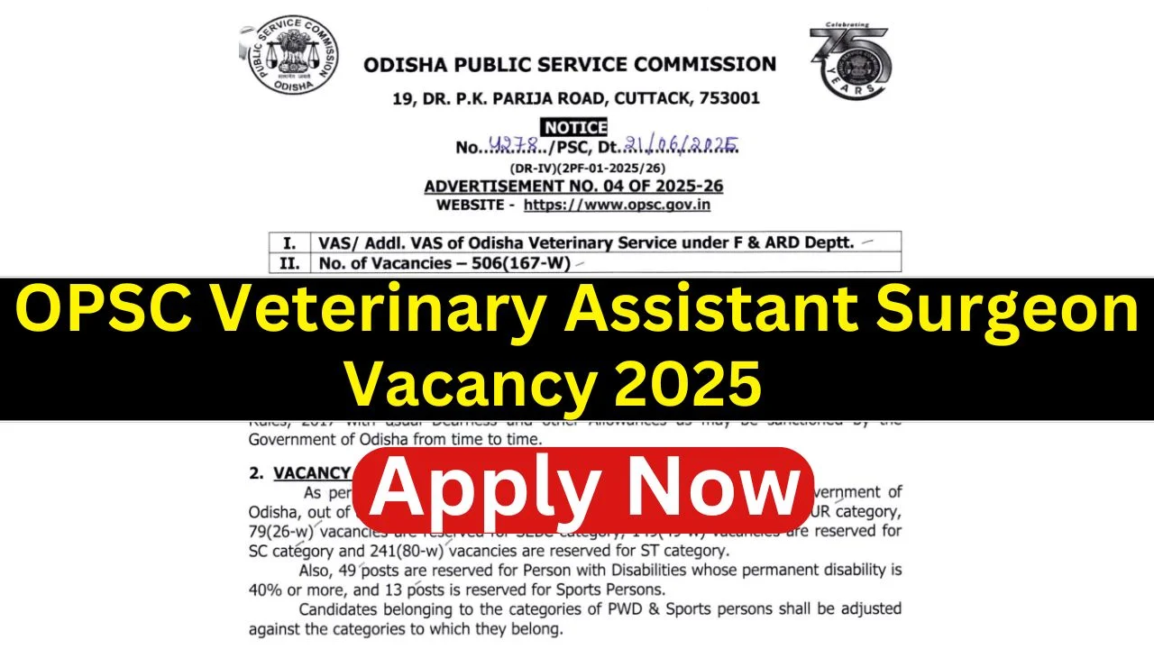 OPSC Veterinary Assistant Surgeon Vacancy