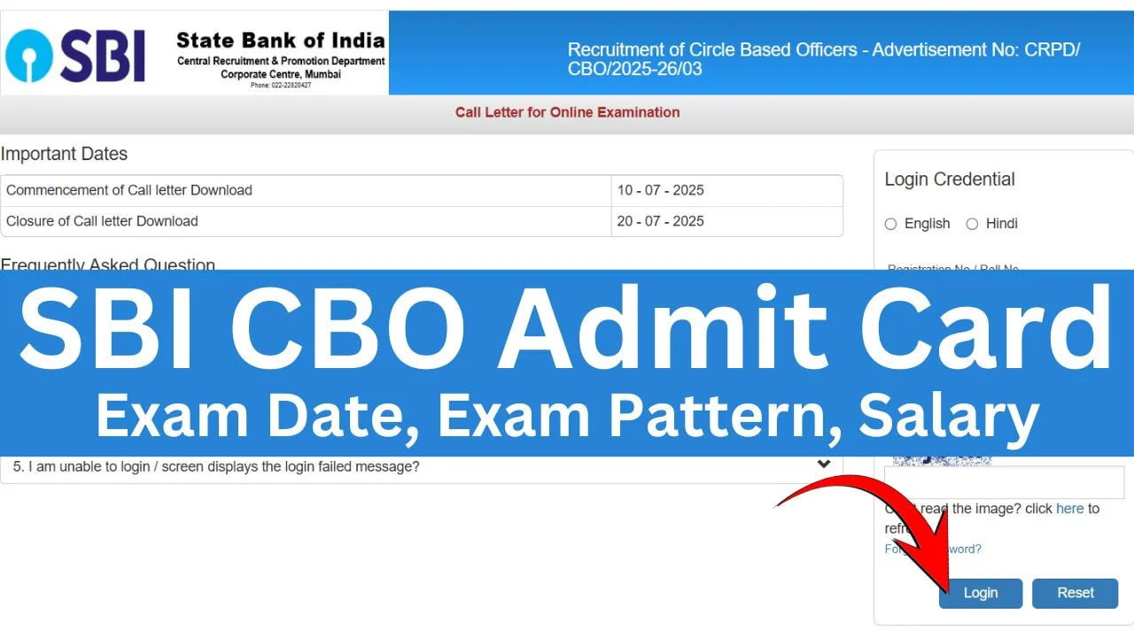 SBI CBO Admit Card Exam Date
