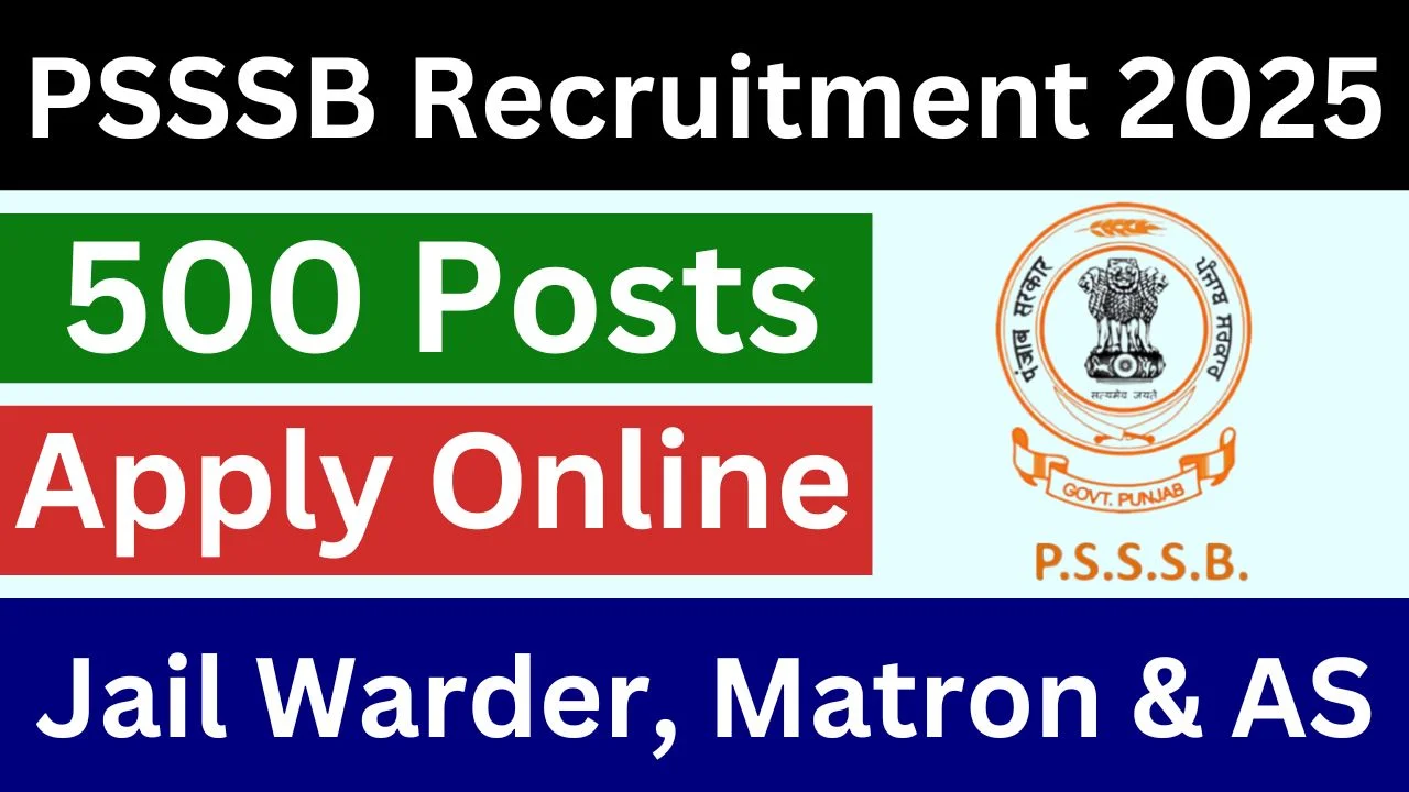 PSSSB Jail Warder, Matron & AS Recruitment