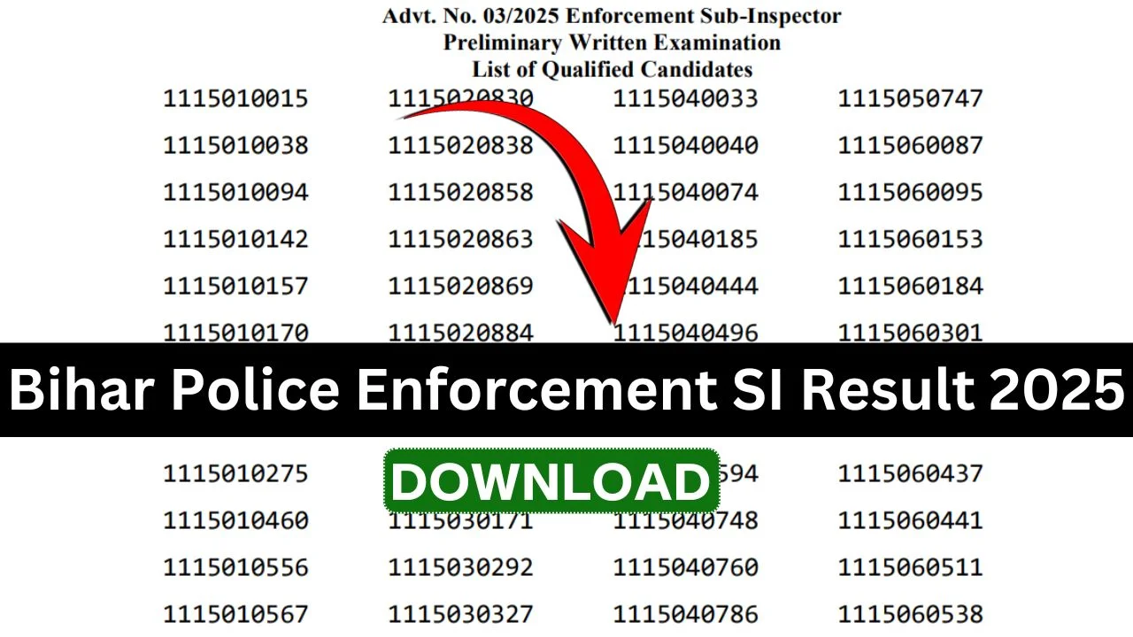 BPSSC Bihar Police Enforcement SI Result