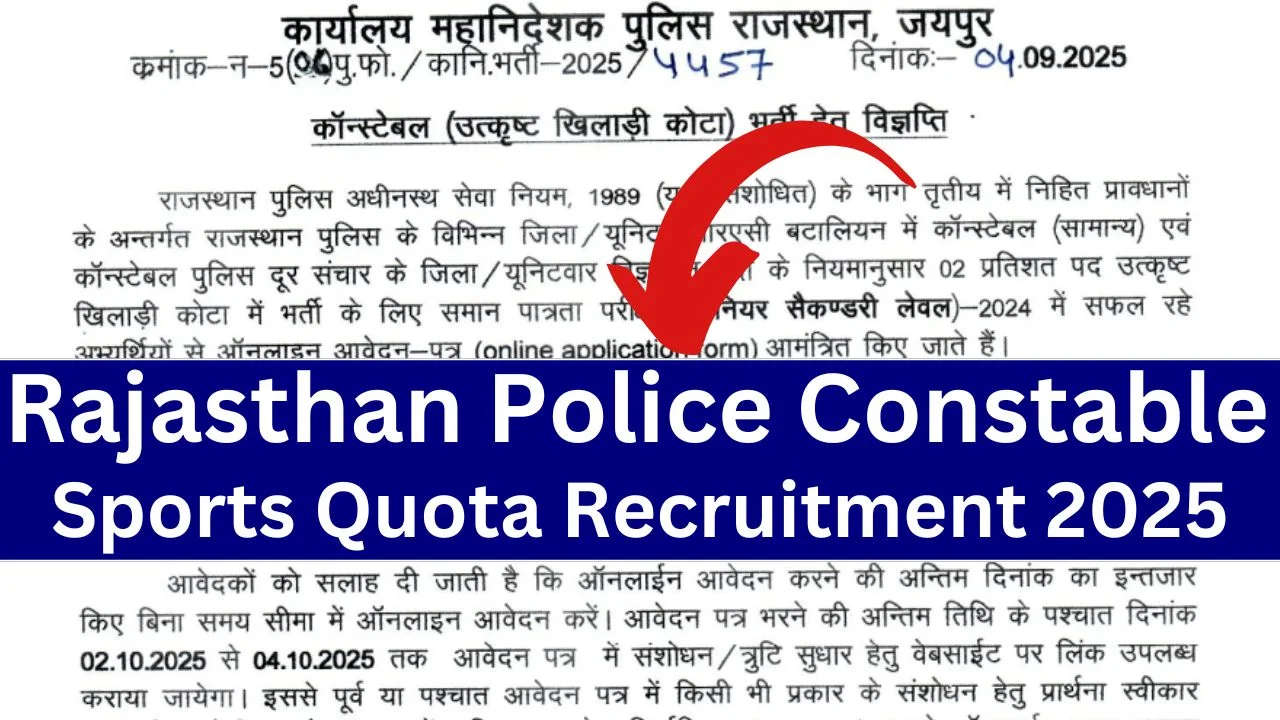 Rajasthan Police Constable Sports Quota Recruitment