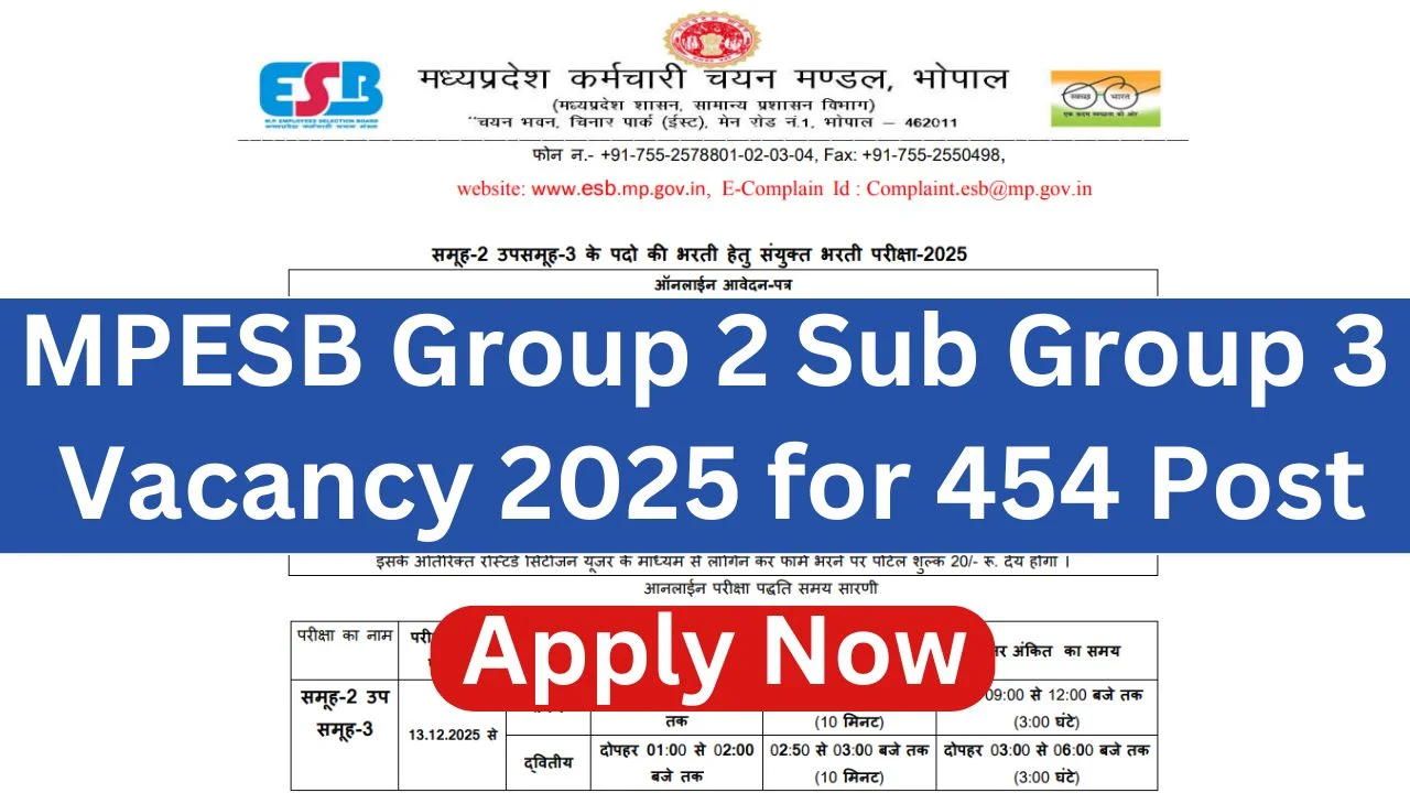 MPESB Group 2 Sub Group 3 Vacancy 2025