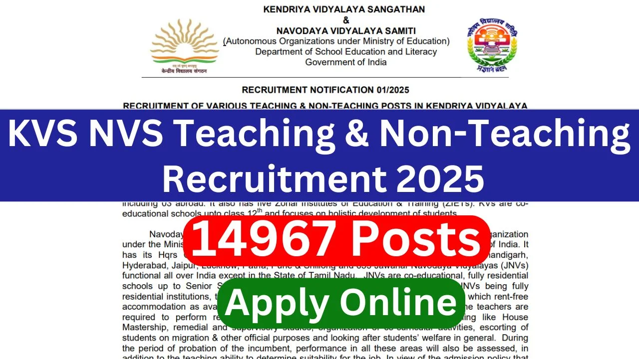 KVS NVS Teaching & Non Teaching Recruitment